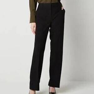 Womens Worthington Modern Perfect Pant, 14P, Black, Straight Leg, High Rise